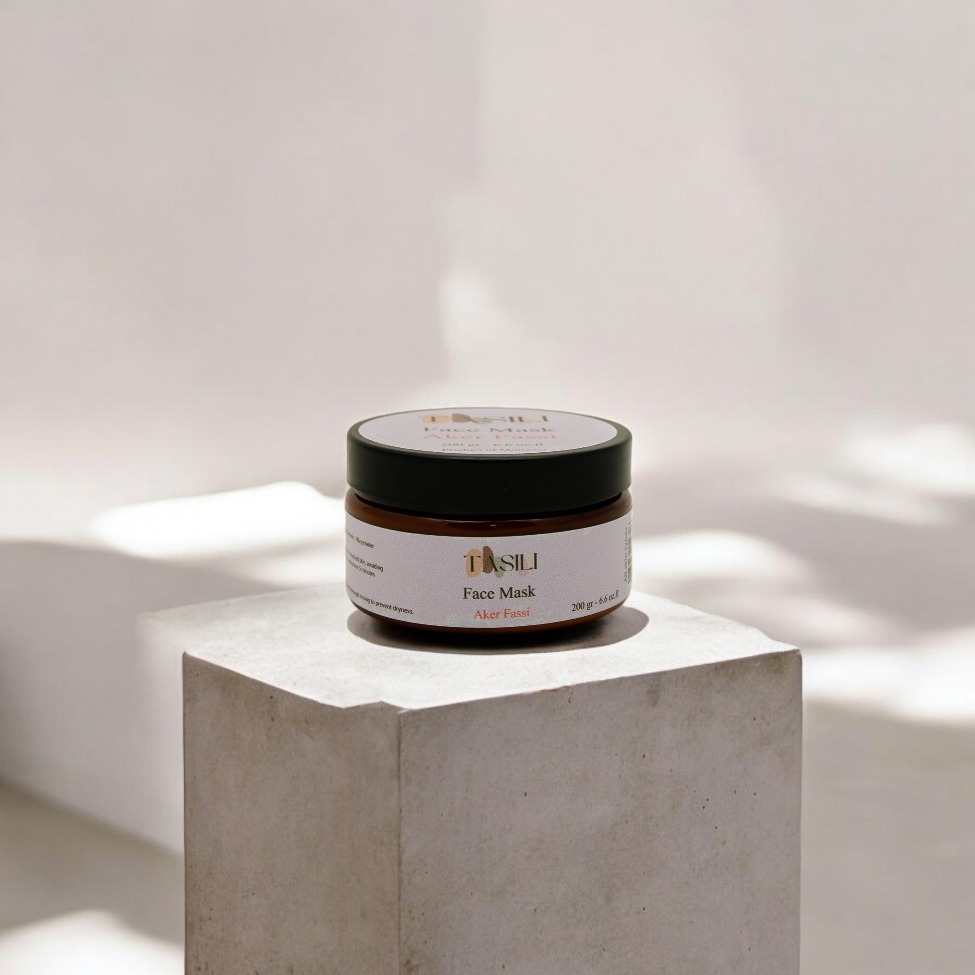 Akker Fassi Face Mask on platform in sunlight